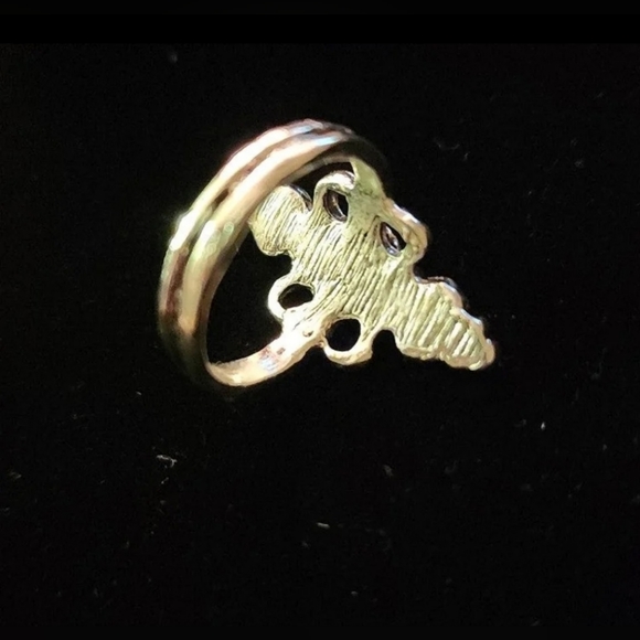 Like New:Diamond/Crystal Blue Topaz Color Silver Ring - Picture 3 of 5